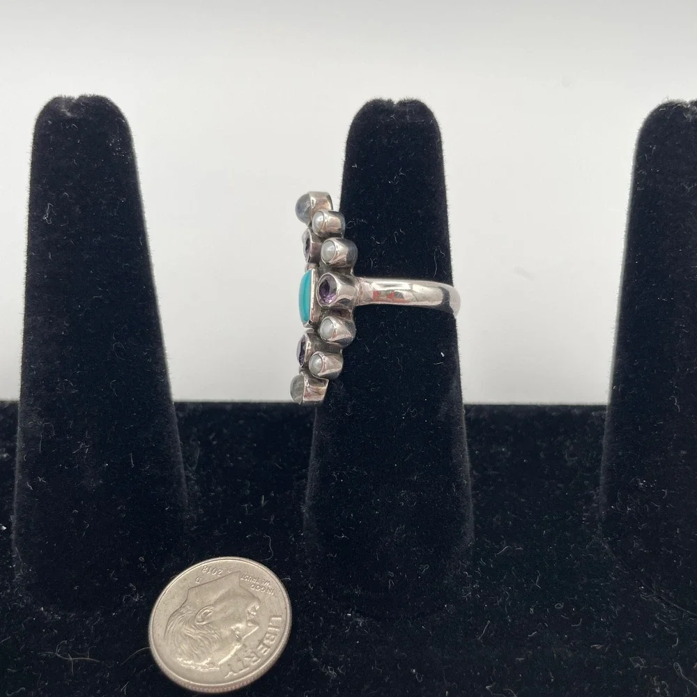 Nicky Butler Sterling Silver Female Womens Size 7 Multi-Gemstone Statement Ring